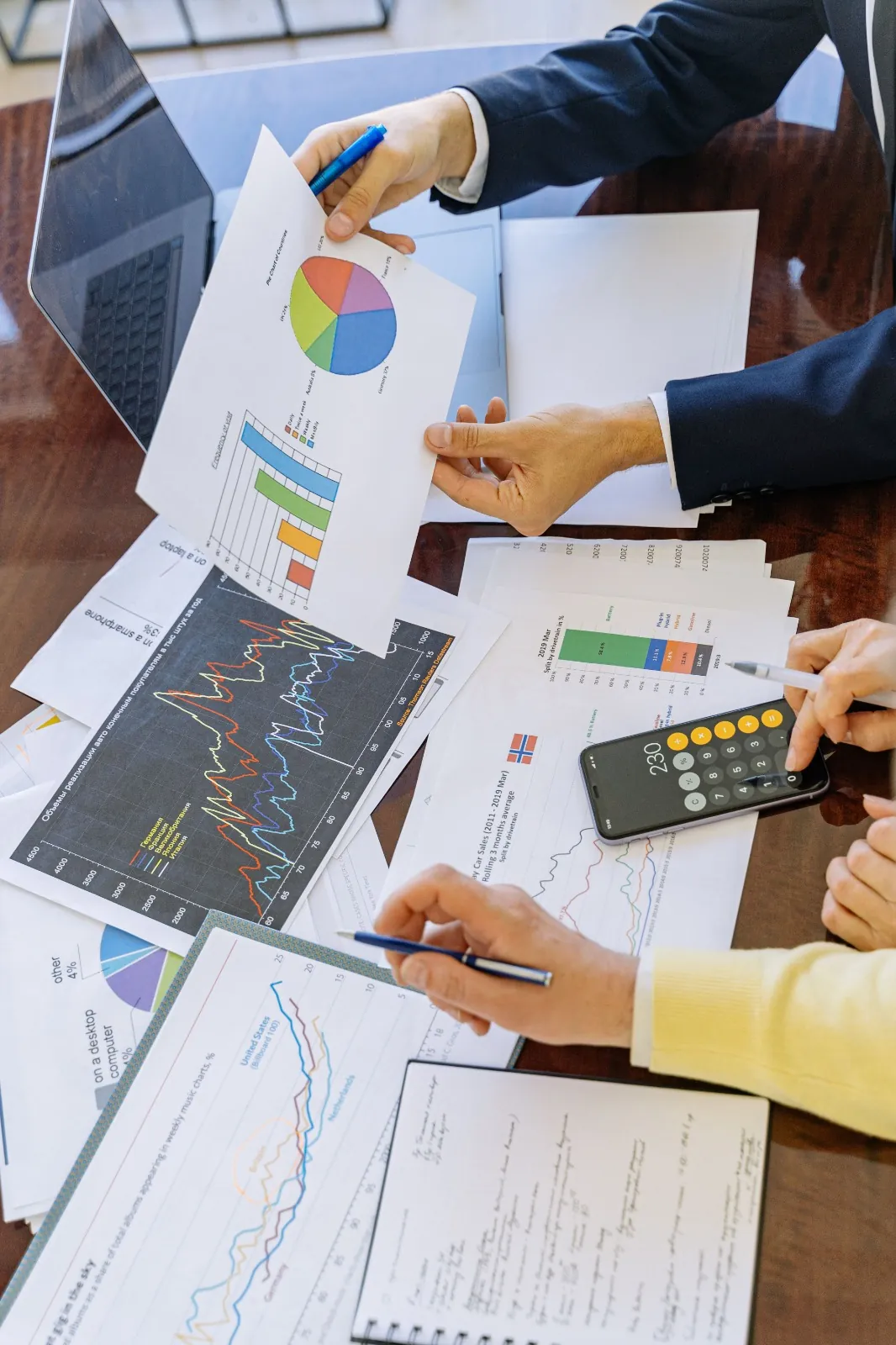 Equipo analizando gráficos de mercado